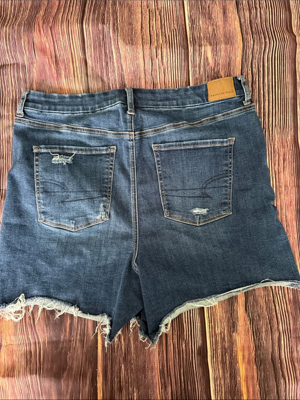 American Eagle Outfitters Dark Blue Distressed Denim Cutoff Shorts
